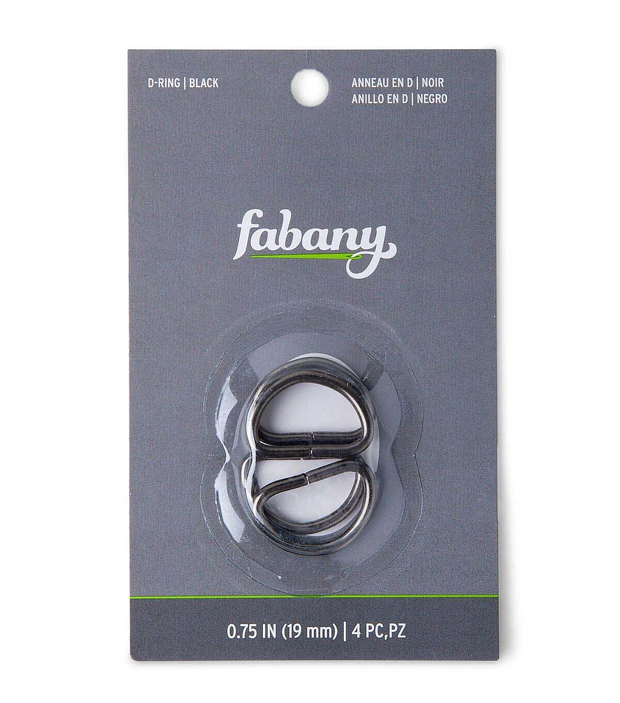 3/4" Black Metal D Ring by Fabany