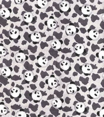 Baby Pandas on Gray Nursery Flannel Fabric