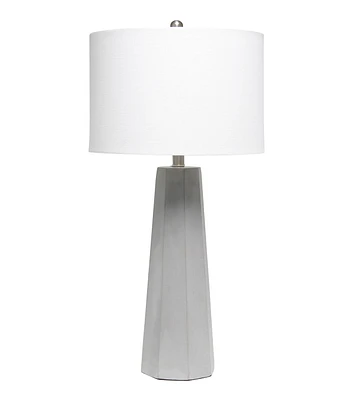 All The Rages Concrete Pillar Table Lamp with White Fabric Shade