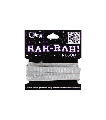 Offray 0.38"x9' Rah Rah Metallic Grosgrain Silver Ribbon