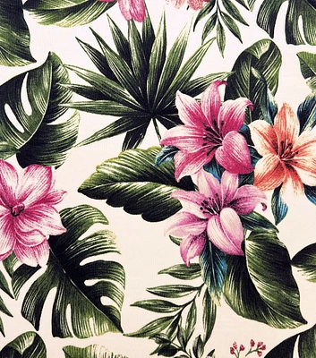 Pink & Orange Tropical Floral Swim Fabric