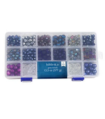 6 x 8mm Navy Blue Glass Bead Kit by hildie & jo