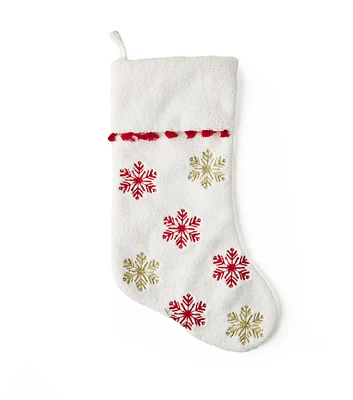 20" Christmas Red & Gold Snowflake Stocking by Place & Time