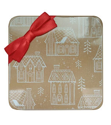 5" Tan House Square Tin