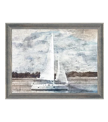 Timeless 12" x 16" White Sailboat On The Water Framed Wall Print