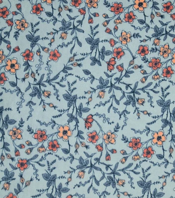 Blue Cottagecore Floral Luxe Fleece Fabric