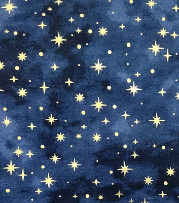 Blue Starry Sky Luxe Foil Flannel Fabric