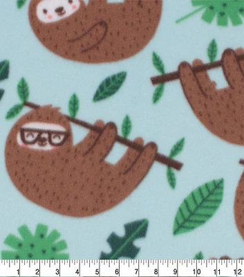 Blizzard Fleece Fabric Happy Hanging Sloth