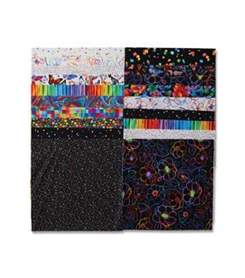 10" Rainbow Bright Cotton Fabric Squares 42pc