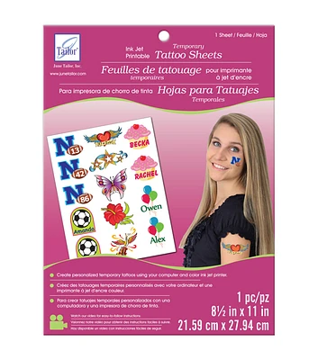 Temporary Tattoo Inkjet Printable Sheet White 8.5"X11" 1 Pkg