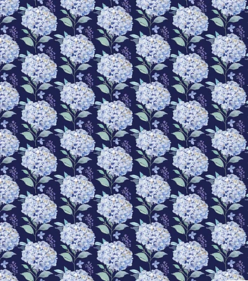 Hydrangeas on Blue Premium Cotton Fabric