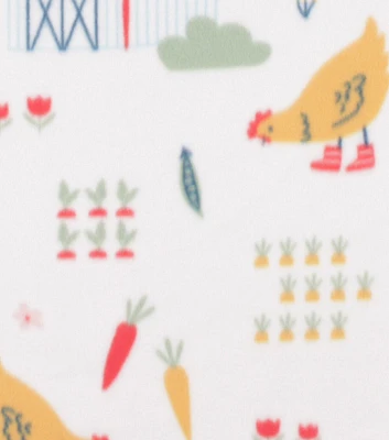 Chickens in Boots on White Blizzard Fleece Fabric