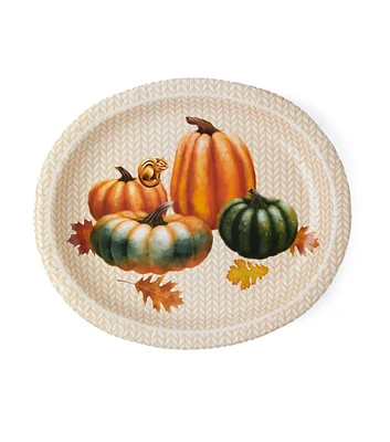 12" Fall Pumpkins Paper Oval Plates 8ct by Place & Time