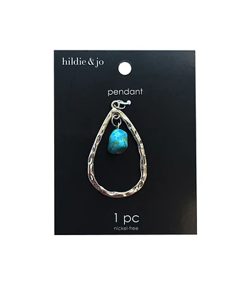 1pc Turquoise Stone Metal Drop Pendant by hildie & jo