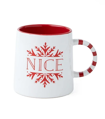 5" Christmas Cream Reversible Naughty & Nice Mug by Place & Time