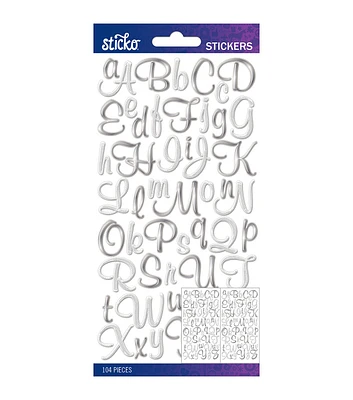 Sticko Stickers Silver Foil Script Alpha