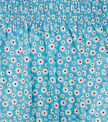 Blue Floral Smocked Bubble Gauze Fabric by POP!