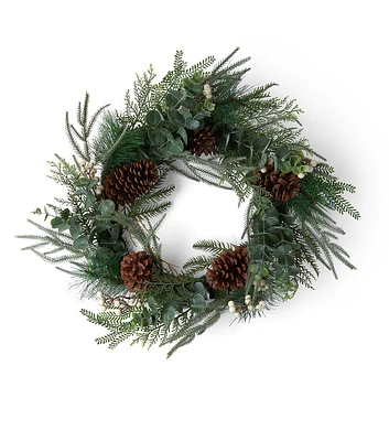 26" Christmas Green Eucalyptus With Berries Wreath by Bloom Room