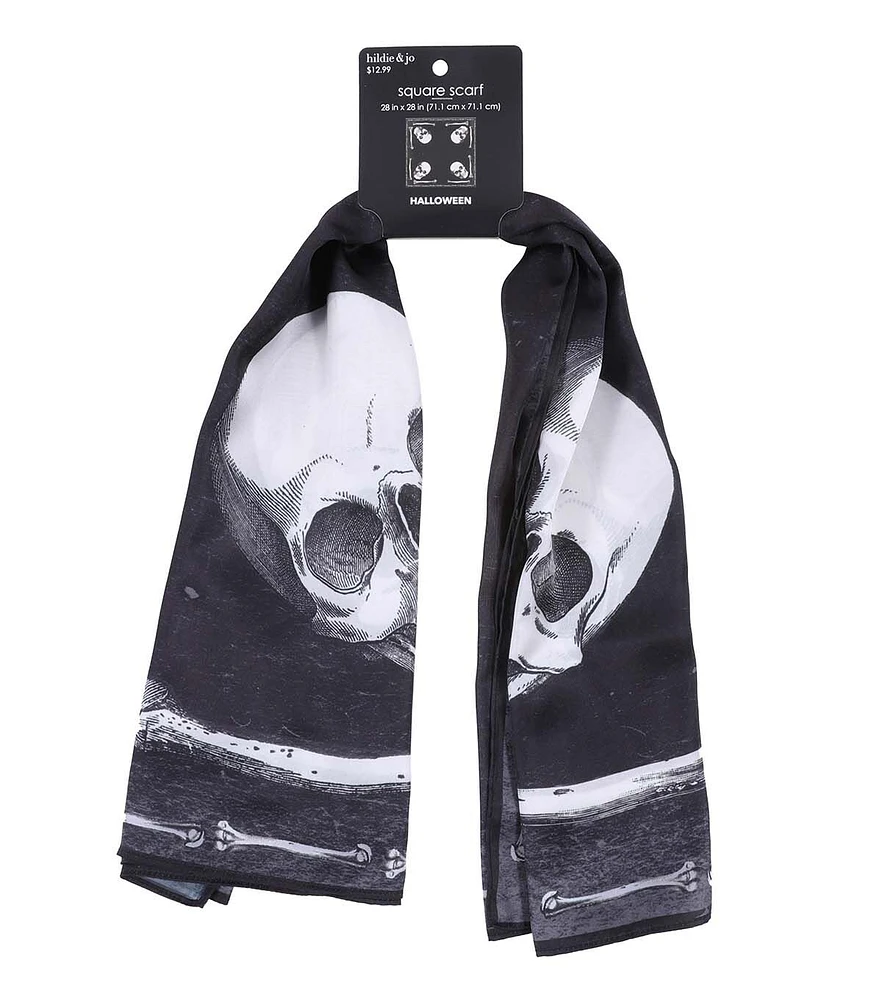 28" Halloween Skull & Bones Square Scarf by hildie & jo