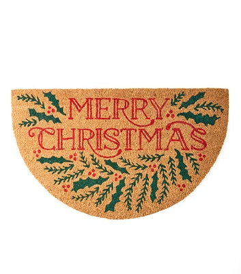 30" x 18" Christmas Merry Christmas Wreath Coir Doormat by Place & Time