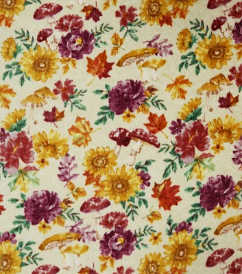 Sunflower Floral On Cream Luxe Fleece Fabric