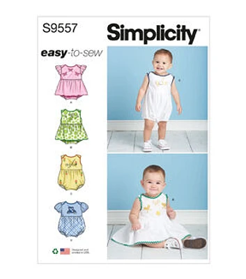 Simplicity S9557 Sizes XXS to L Baby Romper Sewing Pattern