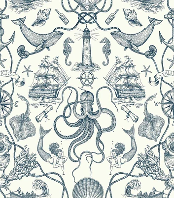 Deep Sea Toile Peel & Stick Wallpaper