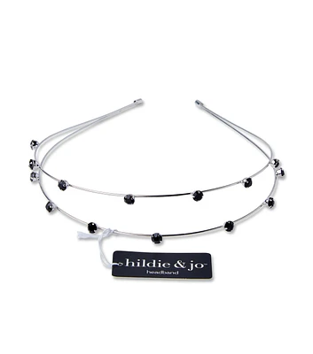 5.5" x 5" Silver & Black Headband With Beads by hildie & jo