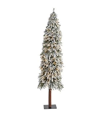 Nearly Natural 7' Clear Pre Lit Flocked Alpine Artificial Christmas Tree