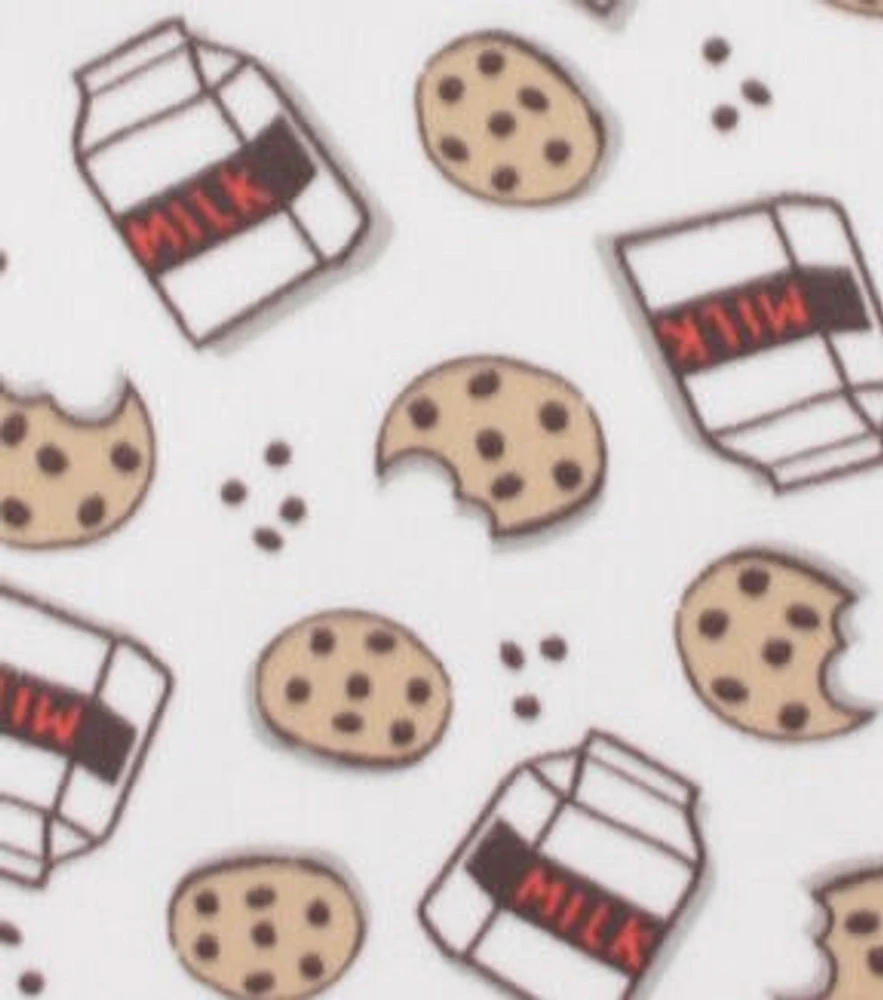 Milk & Cookies On White Blizzard Fleece Fabric