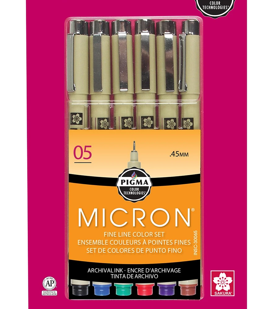 Pigma .05 Micron Set of 6 Assorted