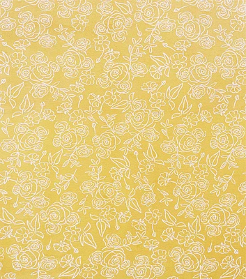 Yellow Tonal Floral Drawing Jersey Knit Fabric