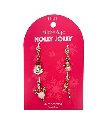 4ct Christmas Snowman Candy Cane Reindeer Charms by hildie & jo