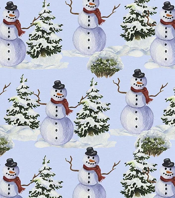 David Textiles Frosty the Snowman on Blue Christmas Cotton Fabric