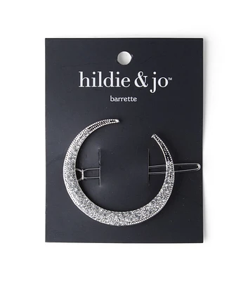 Silver Round Crystal Crescent Moon Barrette by hildie & jo