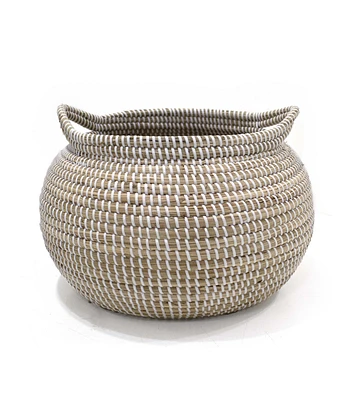 15" White & Natural Seagrass Woven Basket by Place & Time