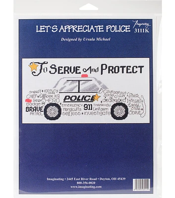 Imaginating 12" x 6" Let's Appreciate Police Counted Cross Stitch Kit