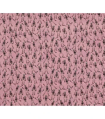 Dancing Skeletons on Pink Halloween Cotton Fabric