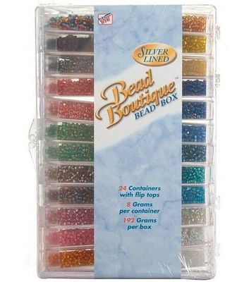 7oz Multicolor Silver Lined Glass Seed Bead Box Set by hildie & jo