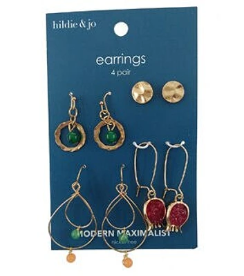 4ct Green Stone Gold Post Earrings by hildie & jo