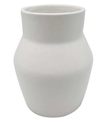 8" Cream Ceramic Curved Vase by Bloom Room