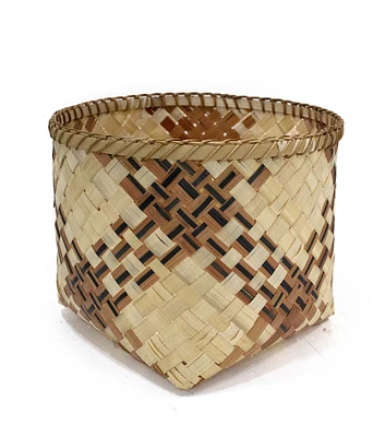 14" Checkered Bamboo Woven Basket by Place & Time