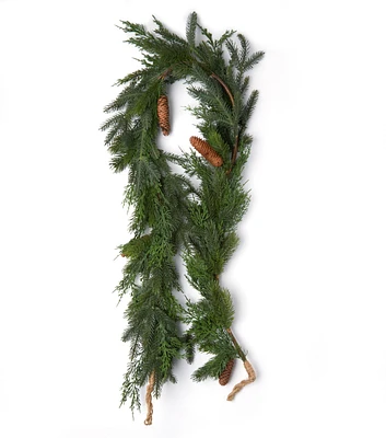 72" Christmas Green Pine Leaf & Pinecone Garland by Bloom Room