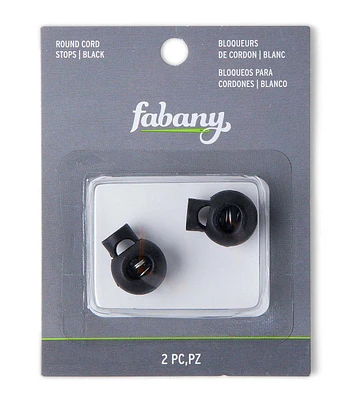 2pc Round Black Cord Stops by Fabany