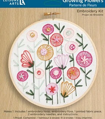 Leisure Arts 6" Growing Flowers Embroidery Kit