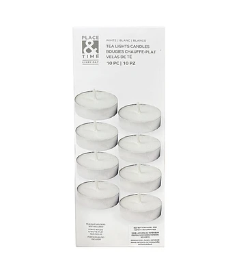 10pk White Unscented Tealights by Place & Time