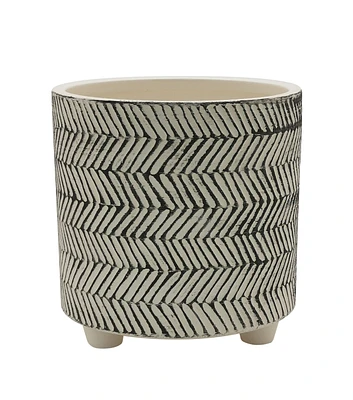 8" Black & White Chevron Ceramic Planter With Feet by Bloom Room