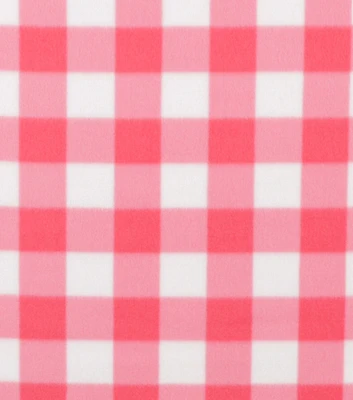 Pink Gingham Blizzard Fleece Fabric