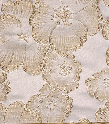 Gold Floral Embossed Jacquard Fabric