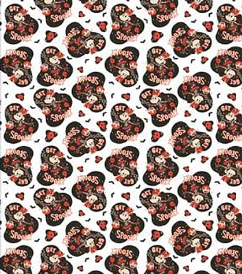 Disney Minnie Mouse Get Spooky on White Halloween Cotton Fabric